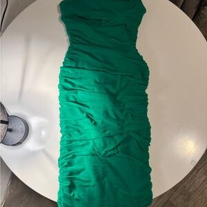 Vibrant Green ruched mesh maxi S